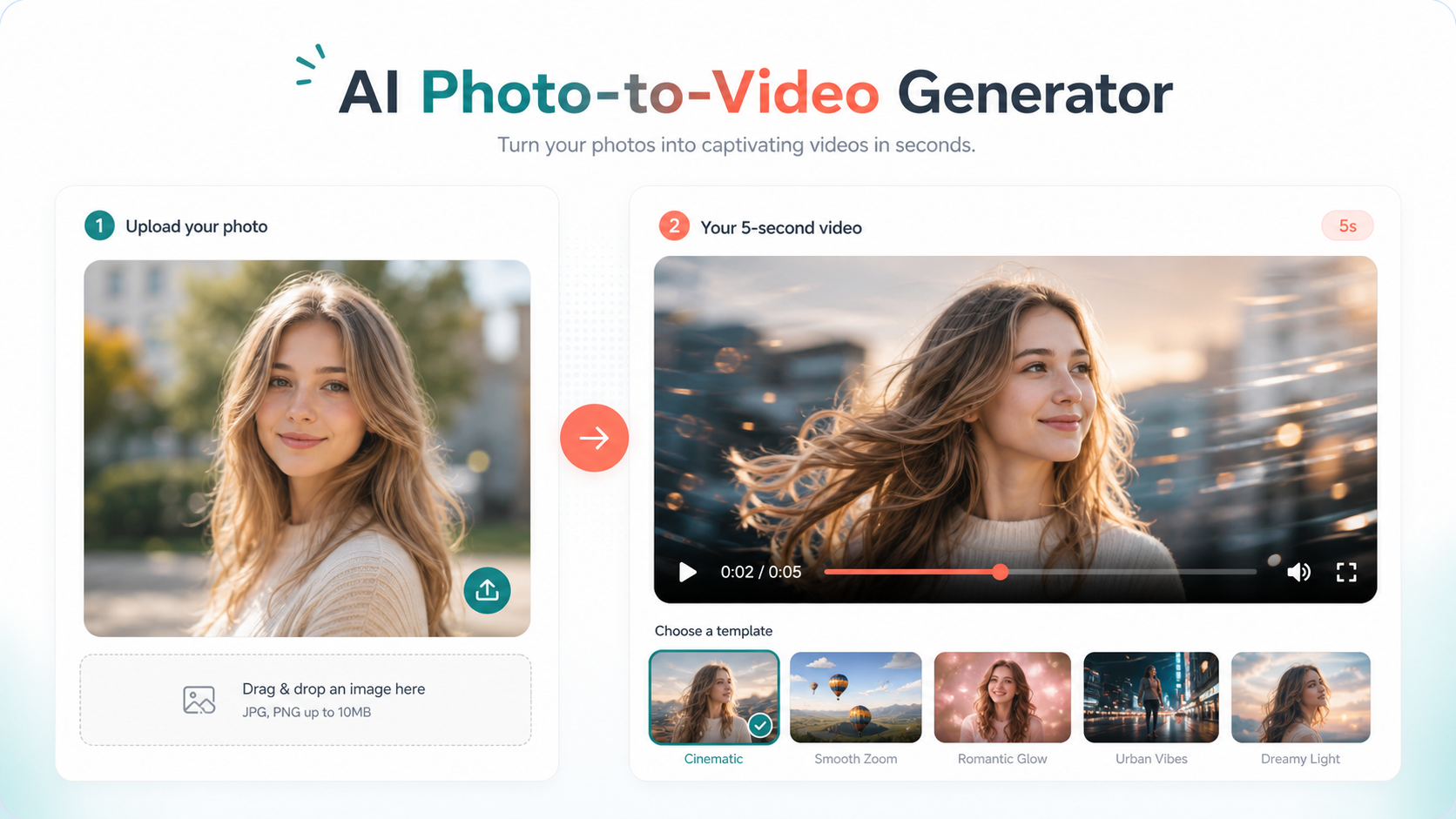 AI photo to video generator preview